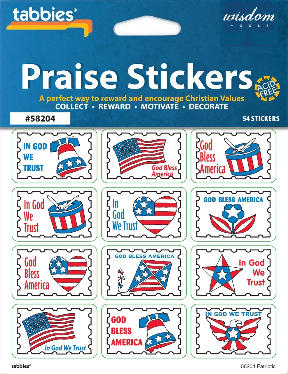 Praise Stickers-Patriotic w/Praise Chart (Pack of 54)