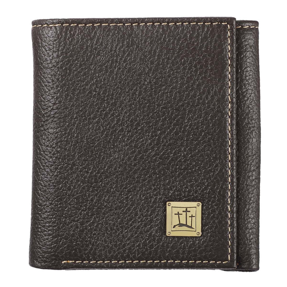 Wallet-Genuine Leather-John 3:16/Crosses-Trifold-Brown