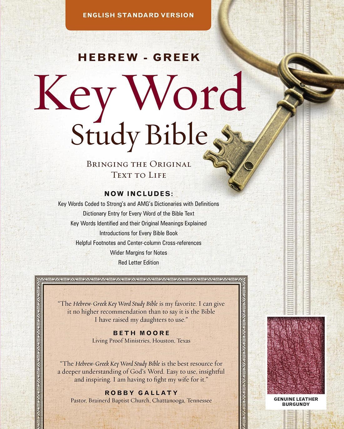 Seed of Abraham Christian Bookstore - (In)Courage - ESV Hebrew-Greek Key Word Study Bible-Burgundy Genuine Leather Indexed