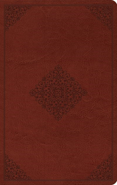 ESV Large Print Value Thinline Bible-Tan Ornament Design TruTone