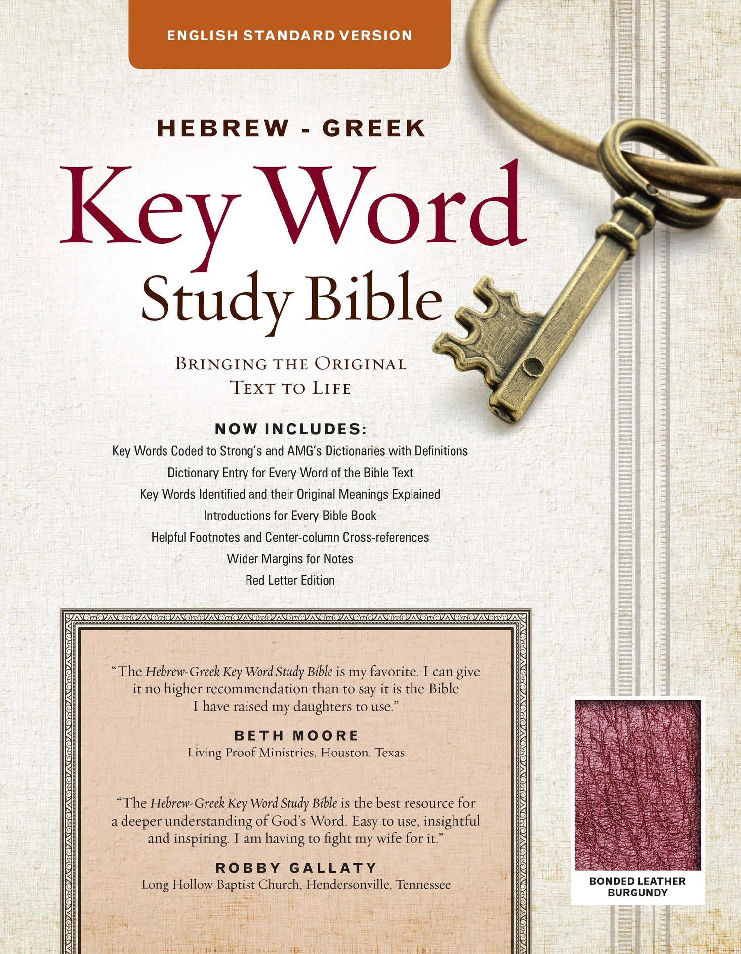 Seed of Abraham Christian Bookstore - (In)Courage - ESV Hebrew-Greek Key Word Study Bible-Burgundy Bonded Leather