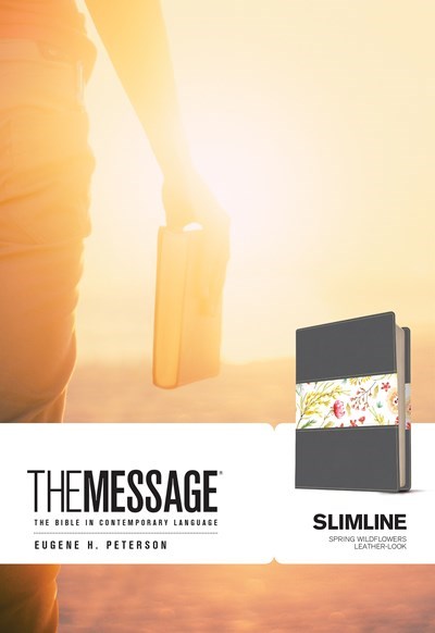 Seed of Abraham Christian Bookstore - (In)Courage - The Message Slimline Bible-Black/Spring Wildflowers LeatherLook