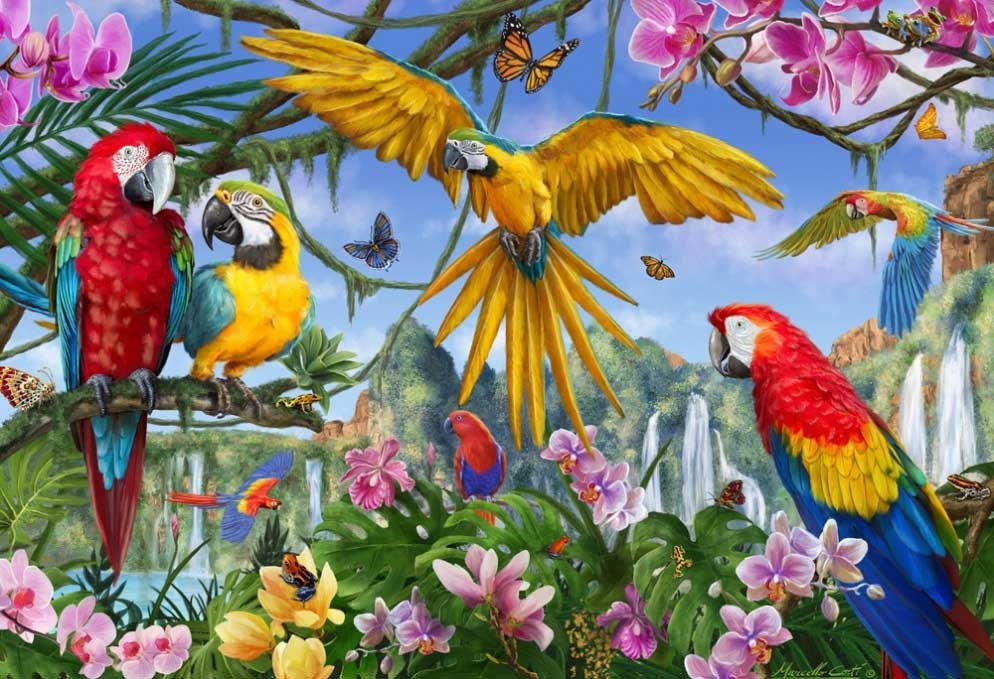 Jigsaw Puzzle-Tropical Birds (100 Pieces)