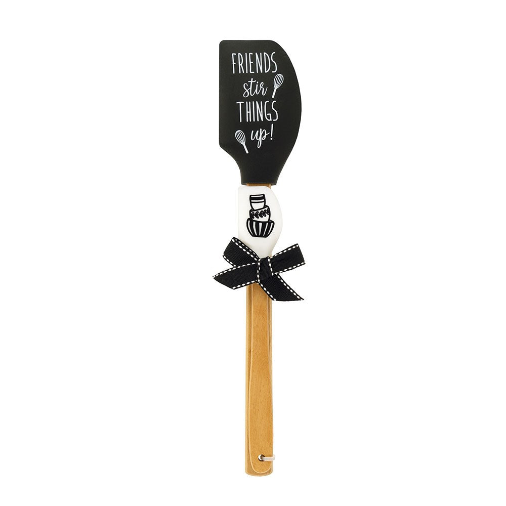 Kitchen Buddies-Large &amp; Small Spatula-Friends Stir Things Up-Black/White (Silicone)