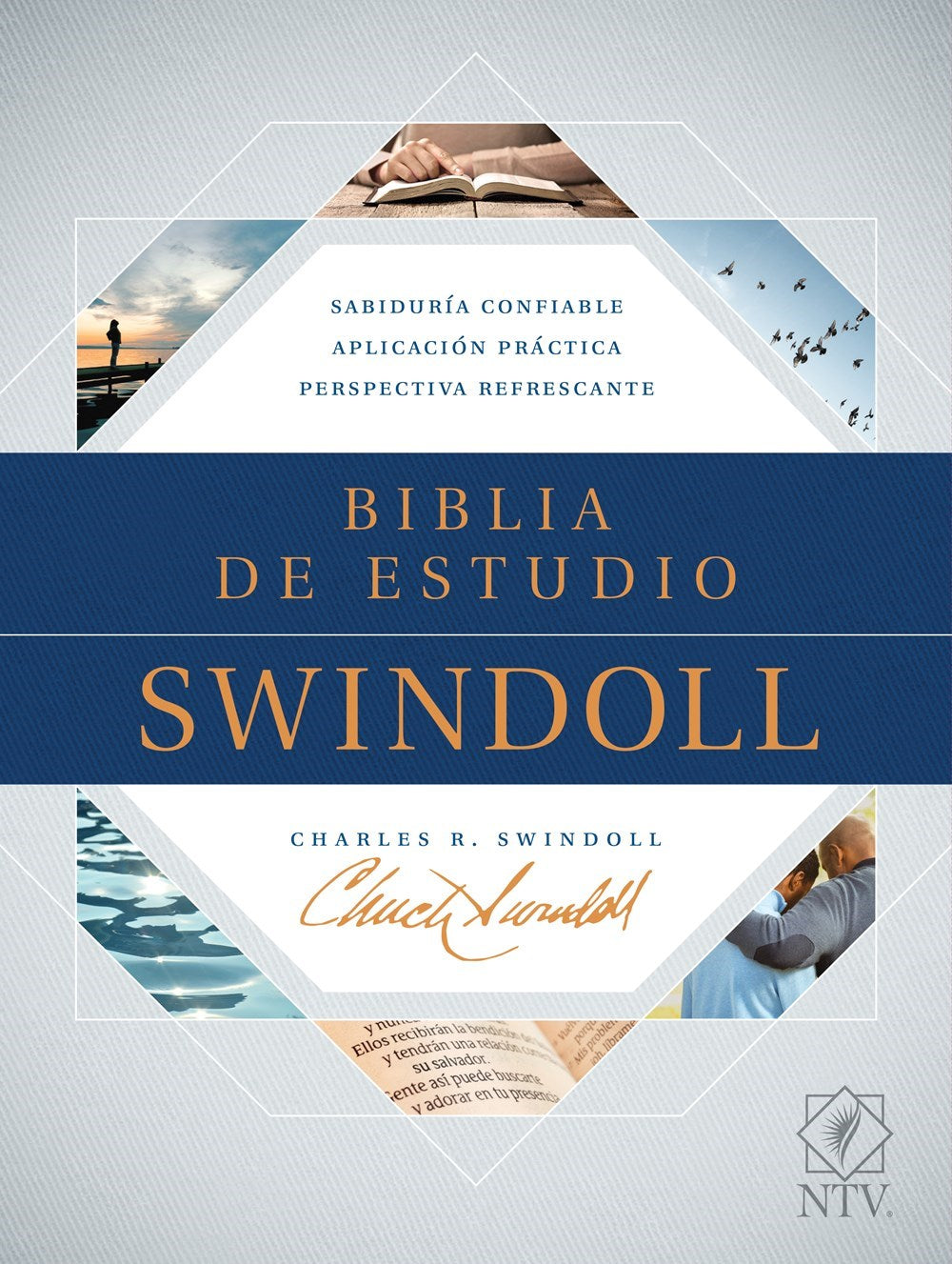 Span-NLT Swindoll Study Bible (NTV Biblia De Estudio Swindoll)-Brown/Blue/Teal LeatherLike