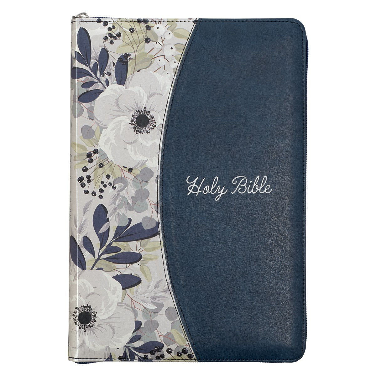 Seed of Abraham Christian Bookstore - (In)Courage - KJV Large Print Thinline Bible-Blue Pearlized Floral LuxLeather with Zipper Indexed