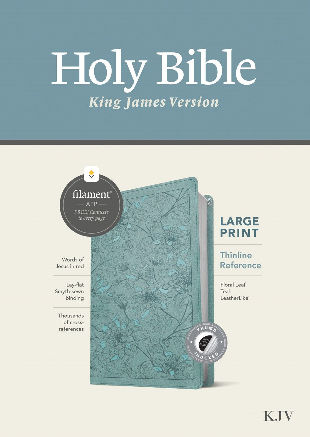 Seed of Abraham Christian Bookstore - (In)Courage - KJV Large Print Thinline Reference Bible/Filament Enabled Edition-Floral Leaf Teal LeatherLike Indexed
