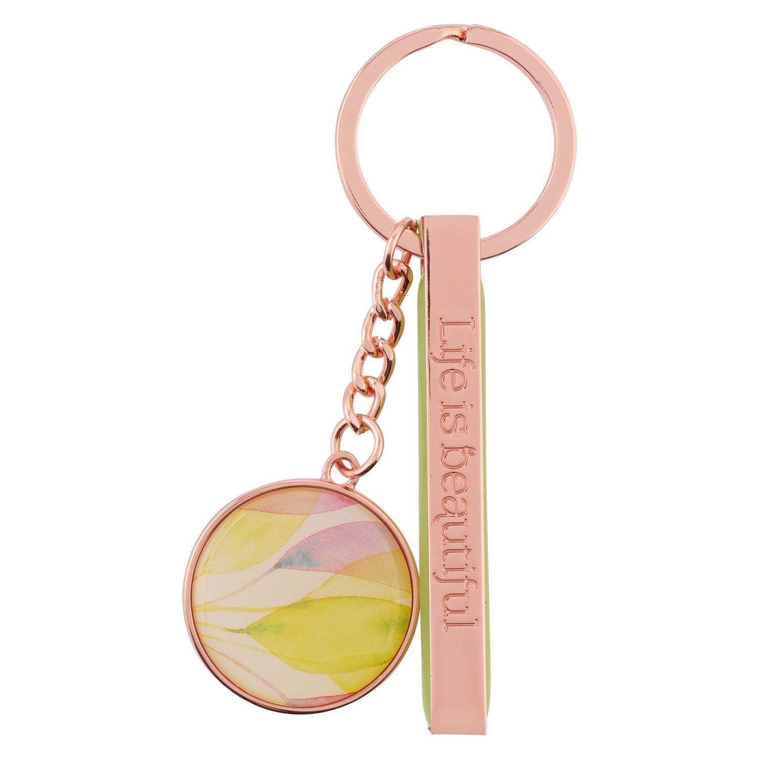 Keyring in Tin-Citrus Leaves/Life is Beautiful