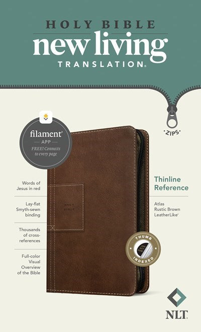 Seed of Abraham Christian Bookstore - (In)Courage - NLT Thinline Reference Zipper Bible  Filament Enabled Edition-Atlas Rustic Brown LeatherLike Indexed