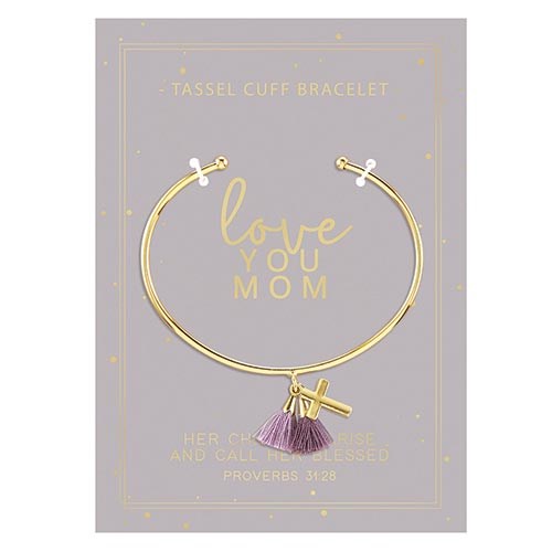 Tassel Cuff Bracelet-Love You Mom-Carded