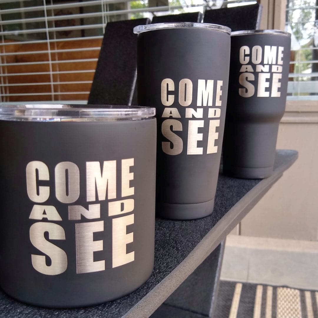 Mug-Come And See-The Chosen-Stainless Steel-Black-16 oz