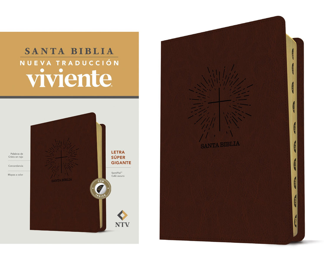 Seed of Abraham Christian Bookstore - (In)Courage - Span-NLT Super Giant Print Bible (Santa Biblia Letra Super Gigante)-Dark Brown LeatherLike Indexed