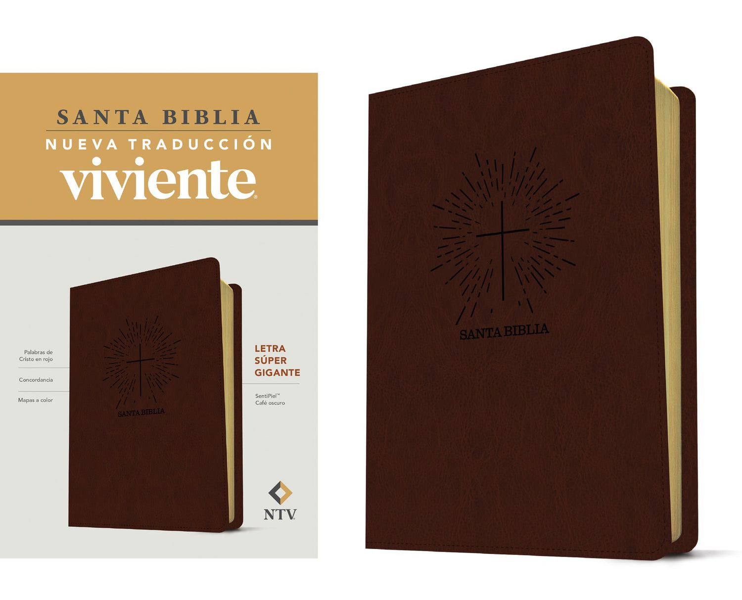 Seed of Abraham Christian Bookstore - (In)Courage - Span-NLT Super Giant Print Bible (Santa Biblia Letra Super Gigante)-Dark Brown LeatherLike