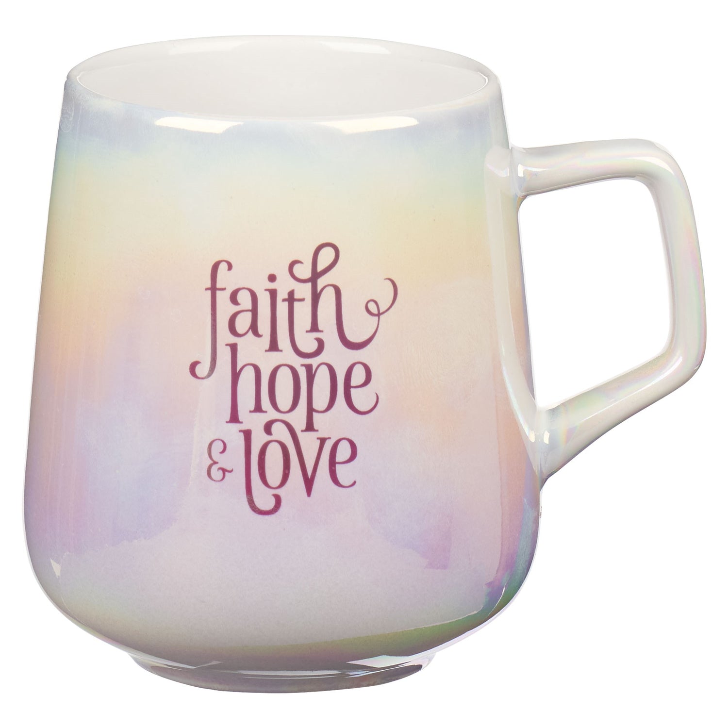 Mug-Iridescent/White Faith Hope &amp; Love