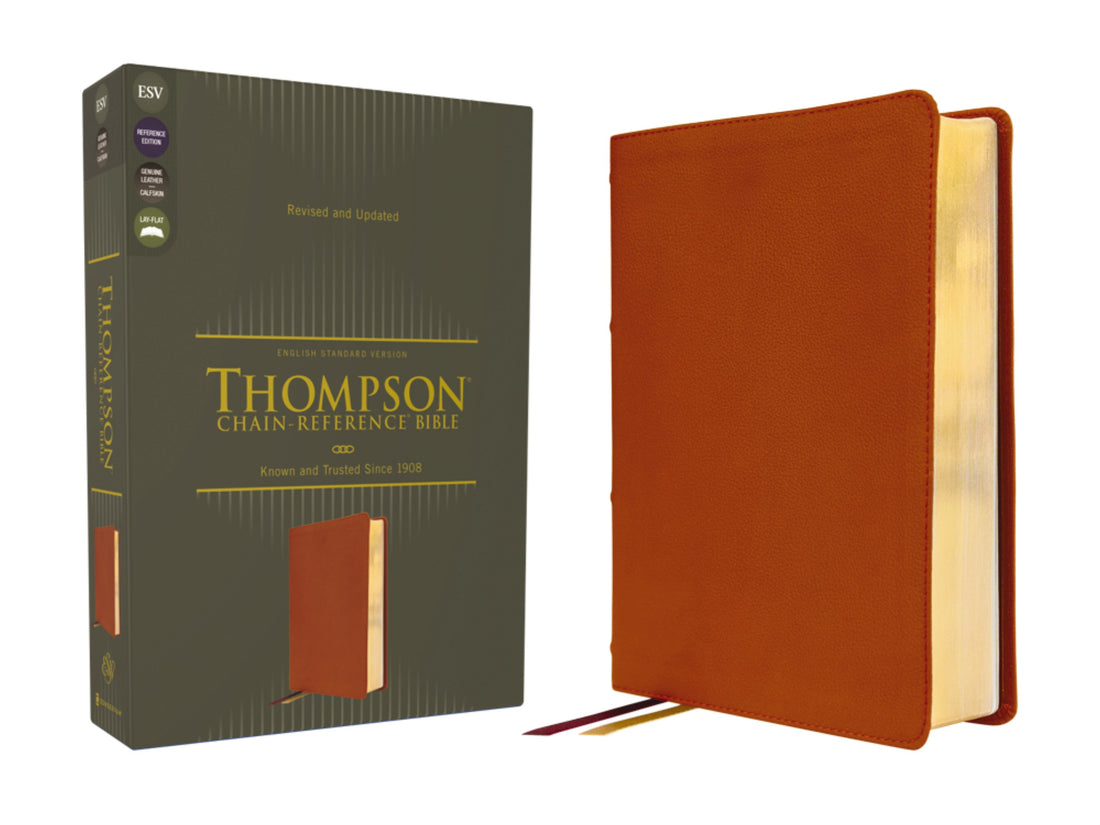 ESV Thompson Chain-Reference Bible-Tan Genuine Calfskin Leather