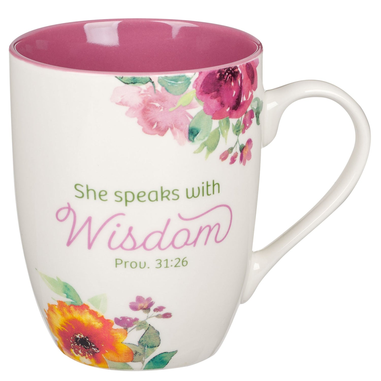 Mug-Budget-Multi-Floral-Speaks With Wisdom-Prov. 31:26