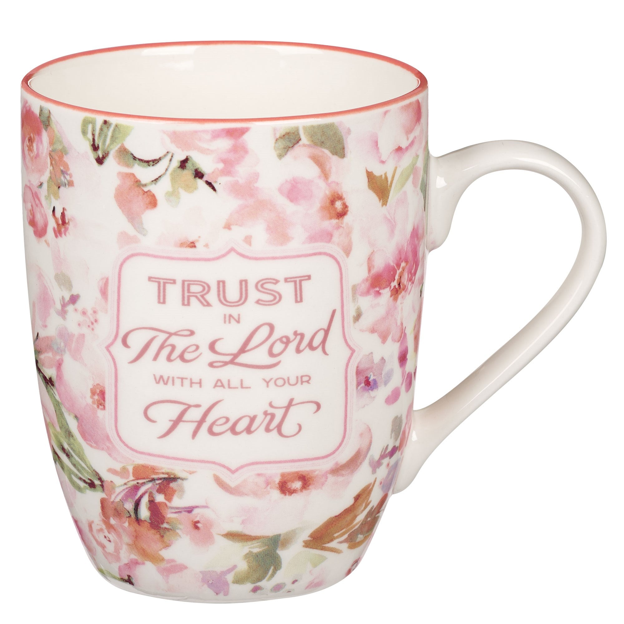 Mug-Budget-Coral Floral-Trust In The Lord-Prov. 3:5-6